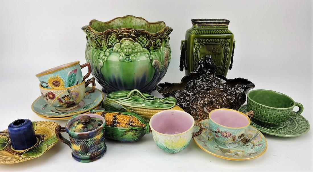 Majolica lot of 12 assorted items, (1 of 1)