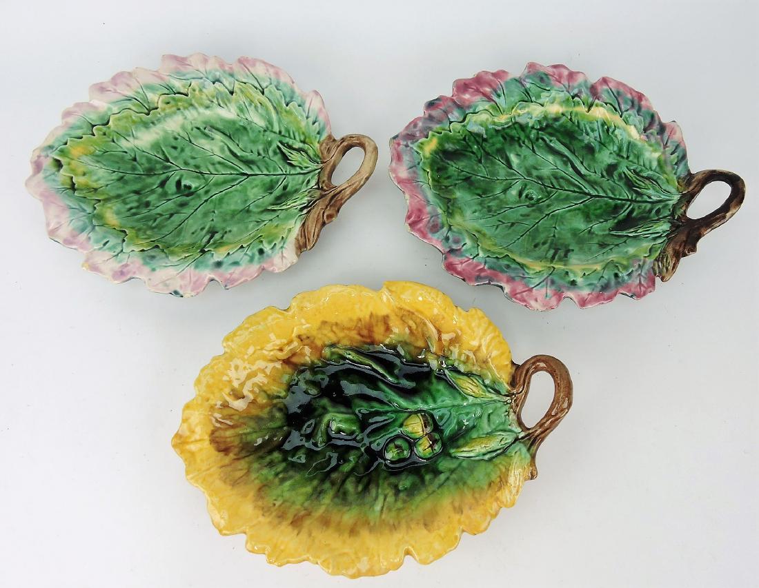 Majolica lot of 3 oak leaf trays, various (1 of 1)