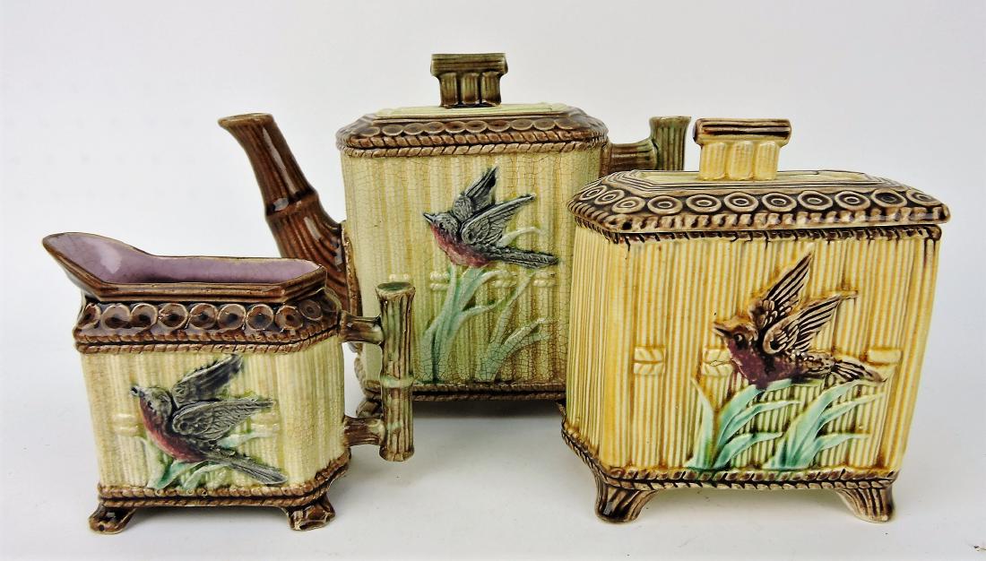 Majolica bird & iris 3 piece tea (1 of 1)