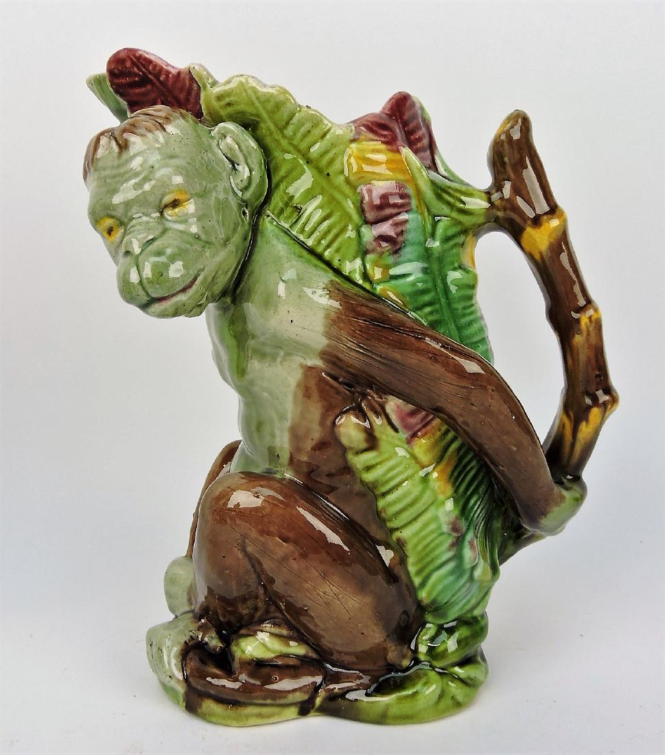 Majolica figural monkey pitcher with (1 of 1)