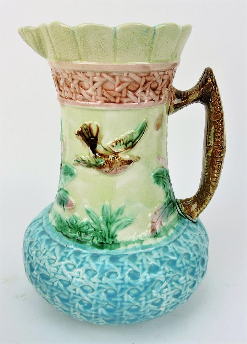 Majolica bird in flight pitcher, 9 1/2" (1 of 1)