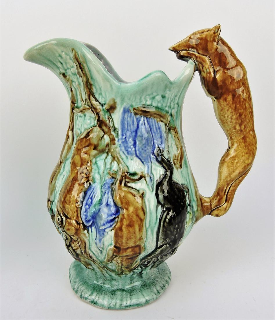 Majolica game pitcher hound handle, (1 of 1)