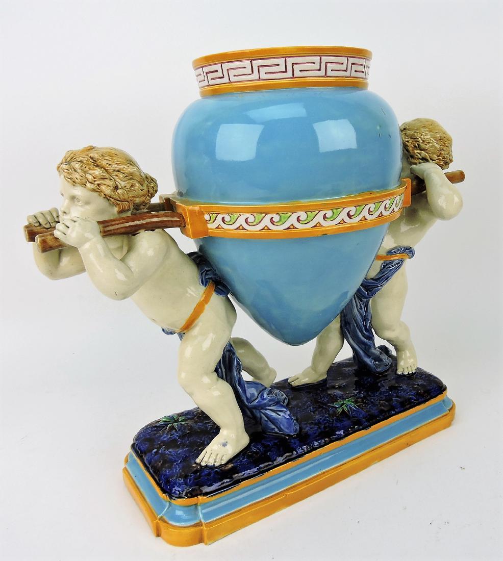 Minton majolica "Lamp Holders", (1 of 2)