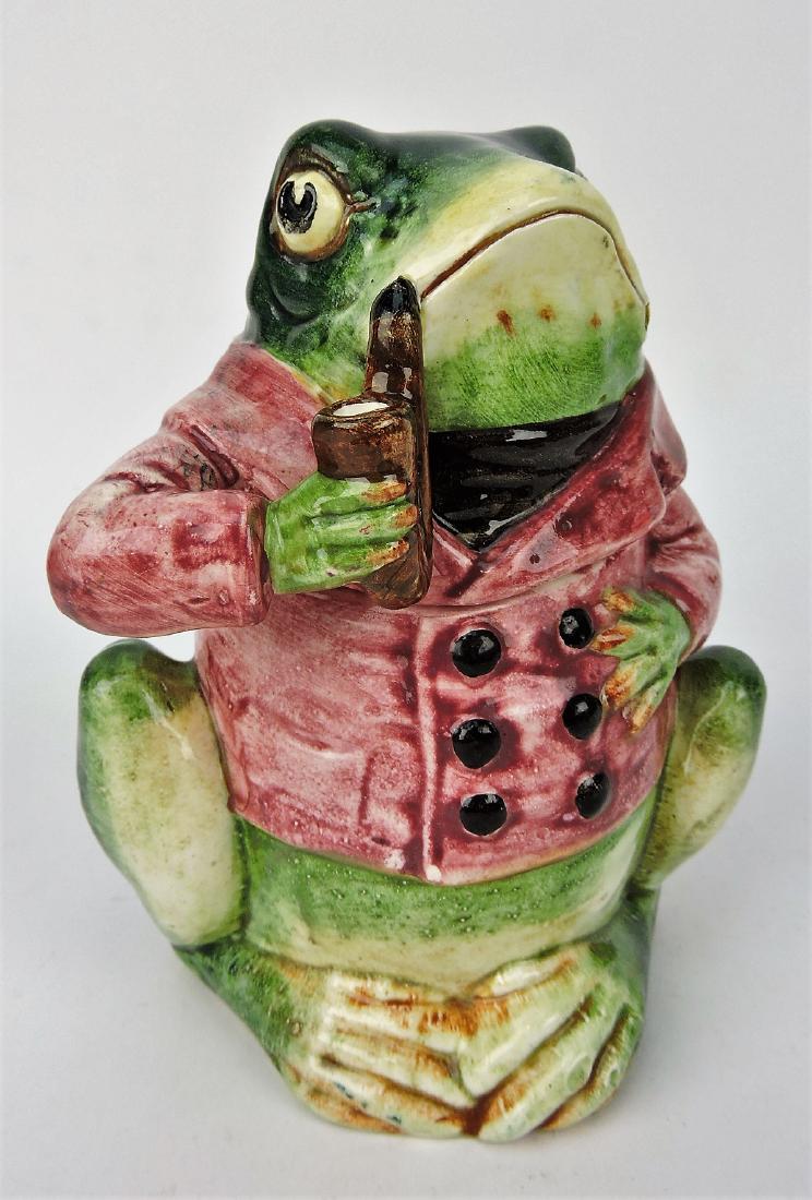 Majolica figural frog with pipe and (1 of 1)