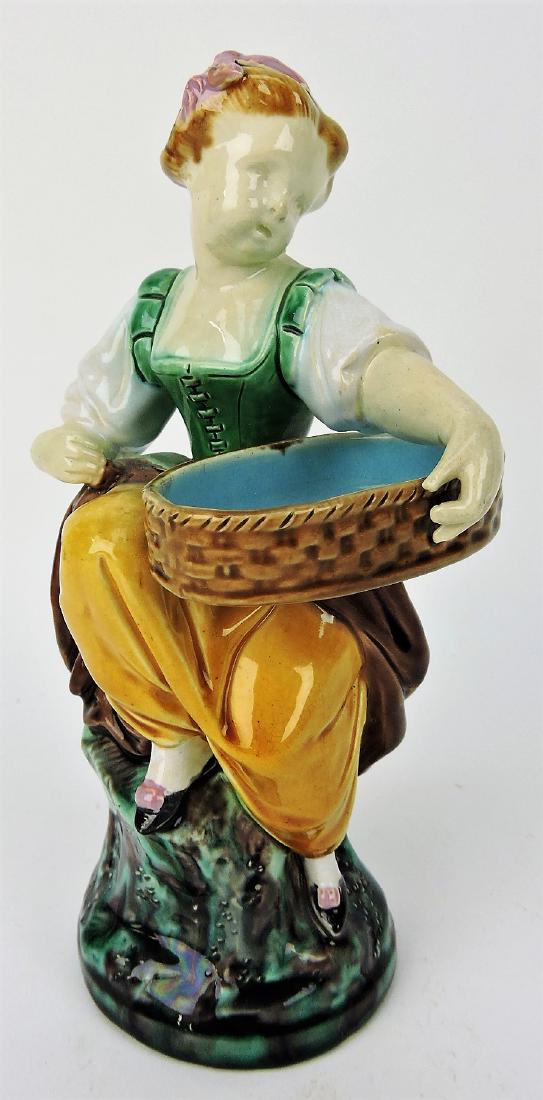 Minton majolica Hogarth girl with (1 of 1)