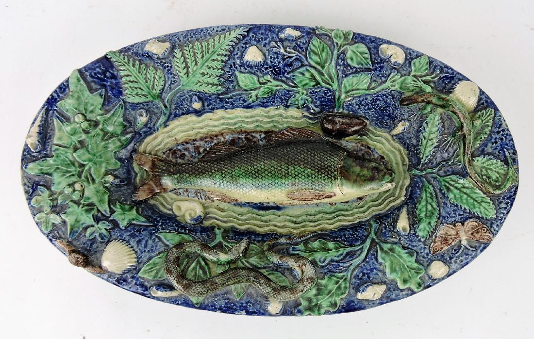 French Palissy ware cobalt oval (1 of 1)