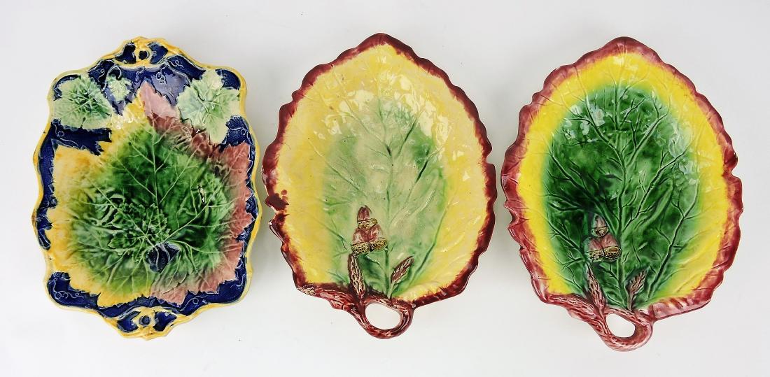 Majolica lot of 3 platters, various (1 of 1)