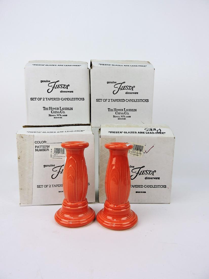 Fiesta Post 86 lot of 4 pair tapered: candle sticks, NIB; yellow, chartreuse, turquoise, persimmon