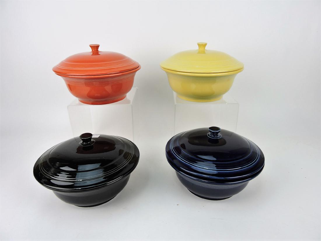 Fiesta Post 86 lot of 4 casseroles;: yellow, persimmon, black, cobalt