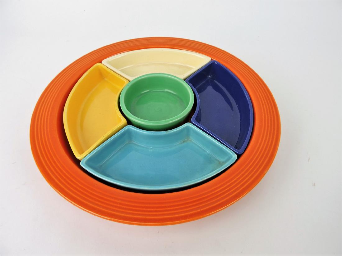 Fiesta relish tray, complete, red tray (1 of 1)