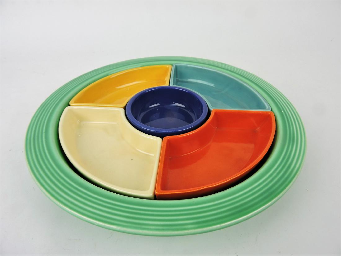 Fiesta relish tray, green tray (minor (1 of 1)