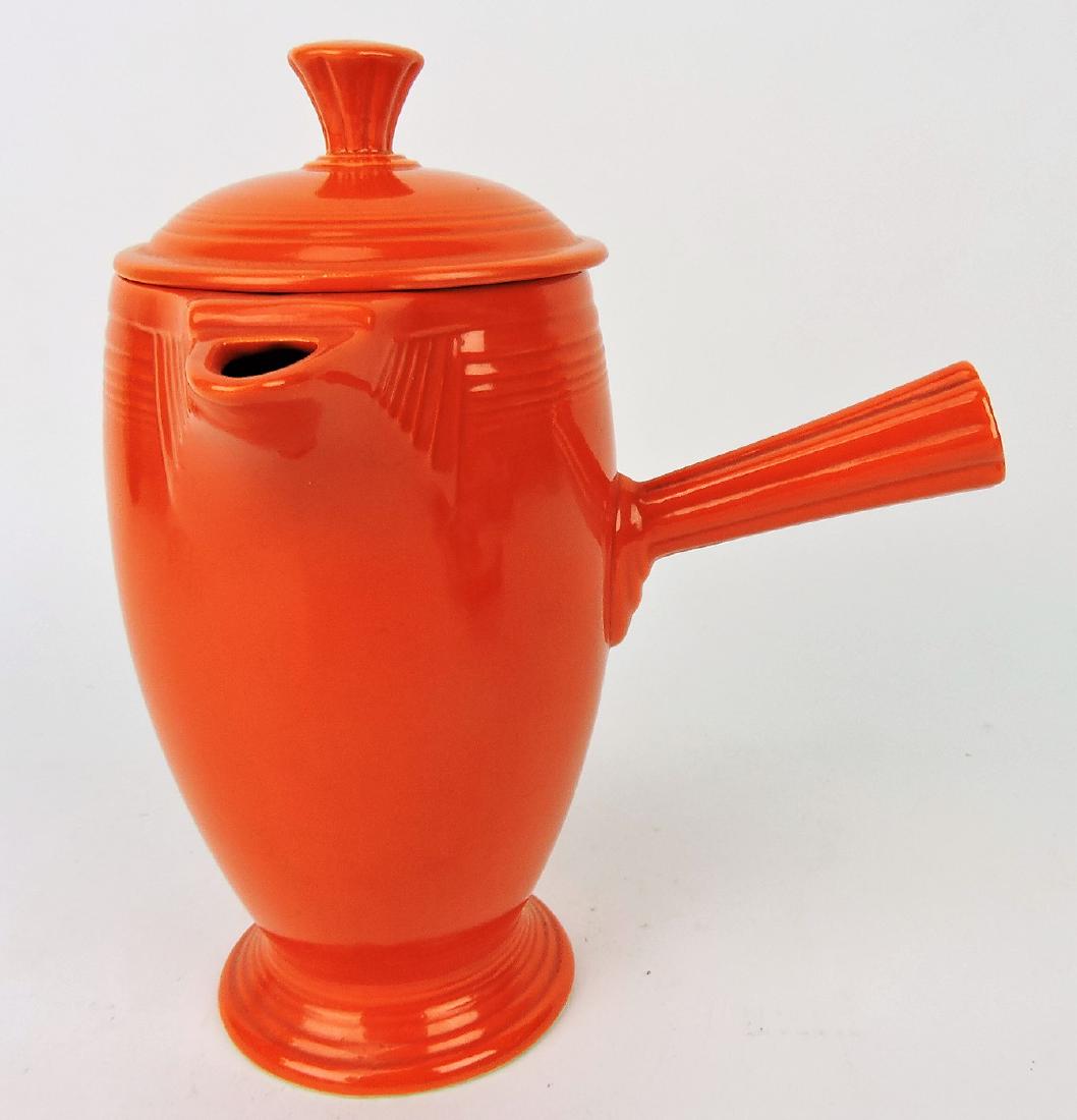 Fiesta demitasse pot, red,: professional repair to finial