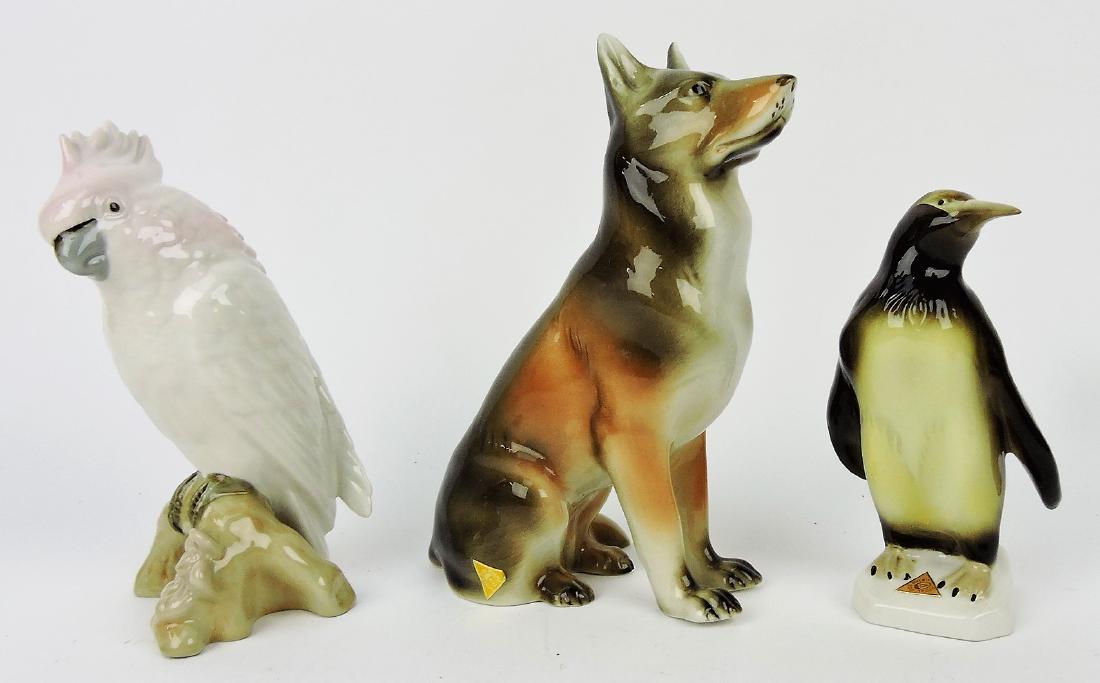 Royal Dux dog and 2 birds, 6" to (1 of 1)