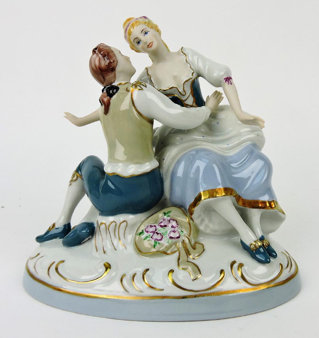 Royal Dux figure of couple, 8": .