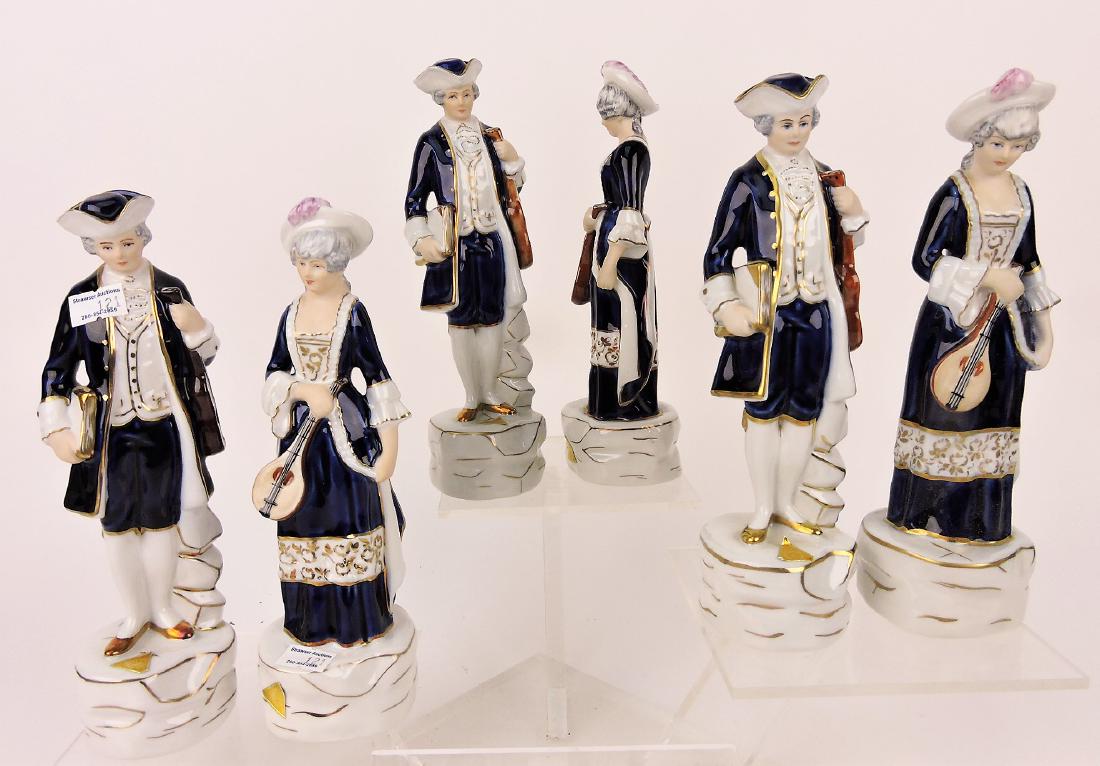 Royal Dux lot of 6 men and: women figures, 8 1/2"