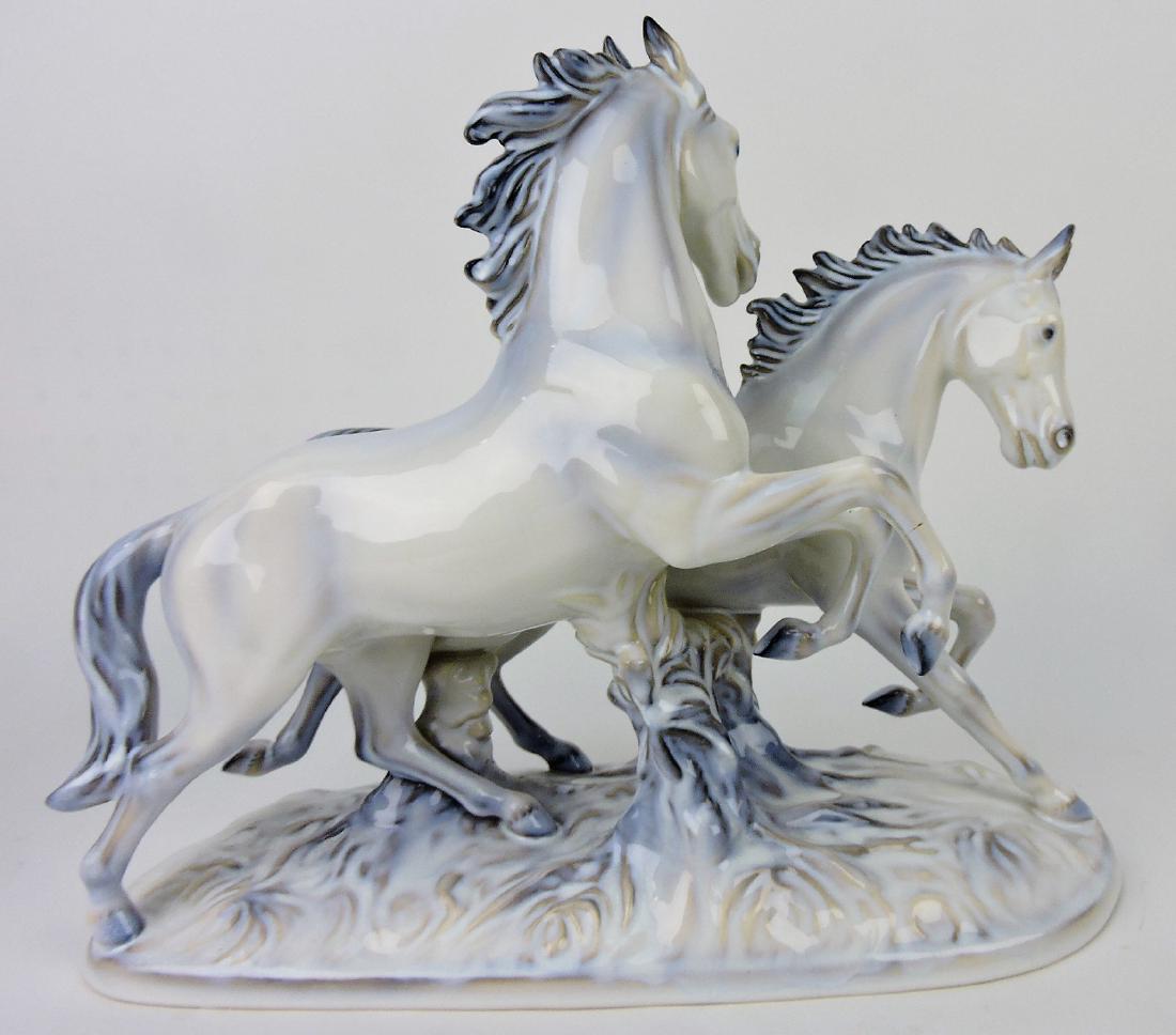 Goebel horses figure, 13"l, 11"h,: repair to one leg
