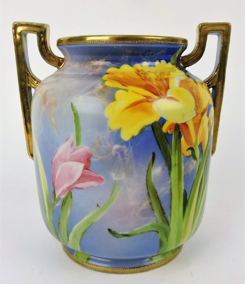 Nippon vase with tulips, 6 1/2": .