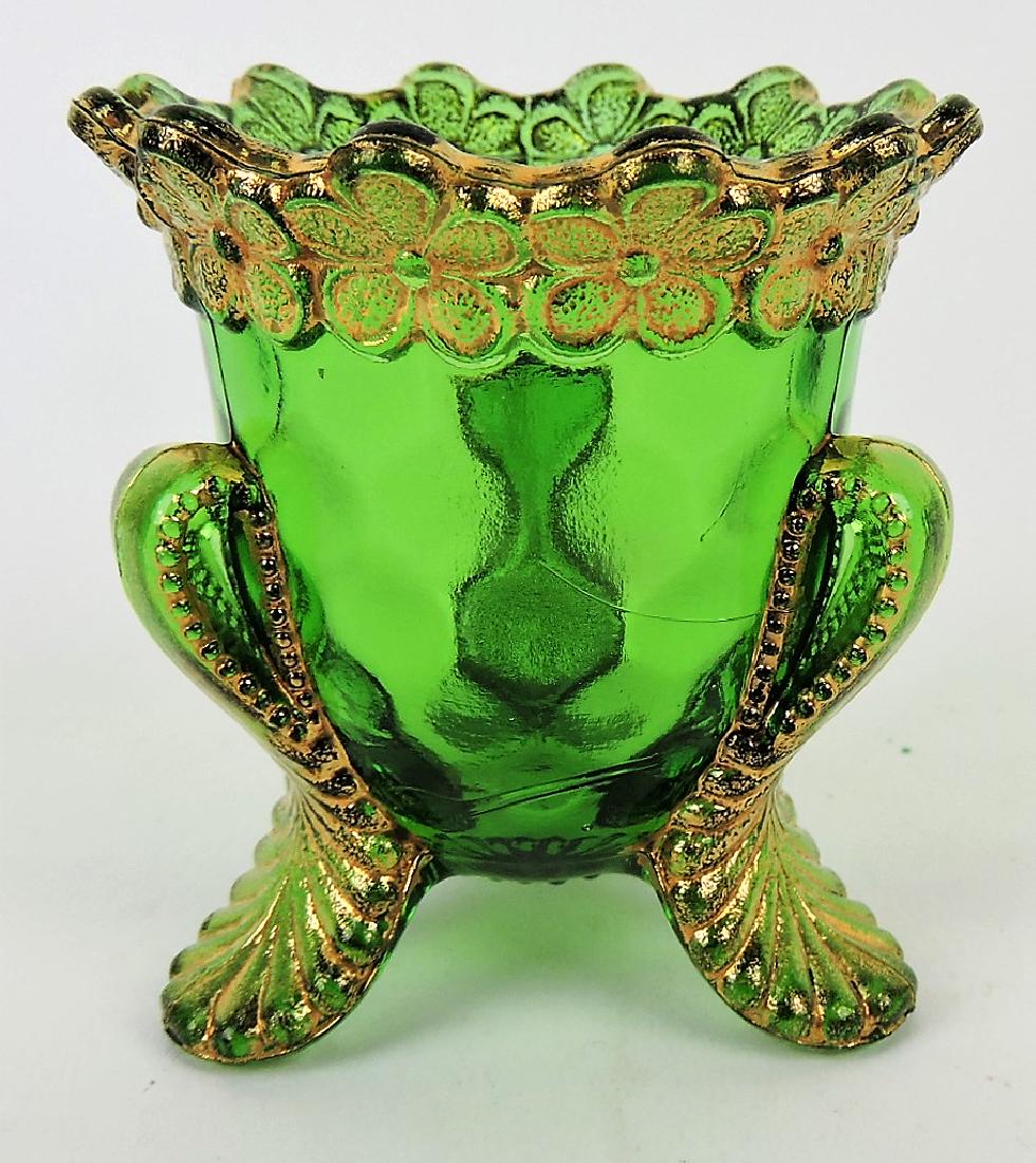 Emerald green Vermont with gold: toothpick holder