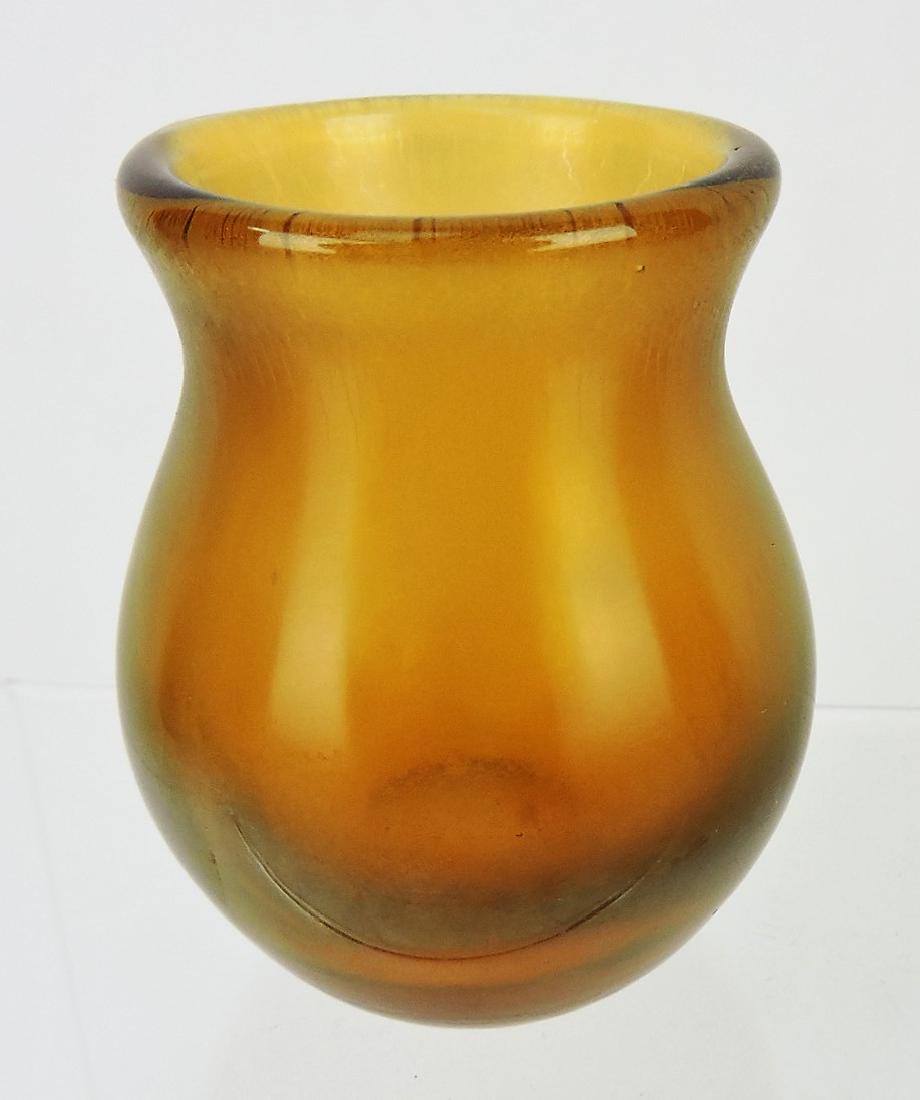 Gold Aurene iridescent art glass: toothpick holder