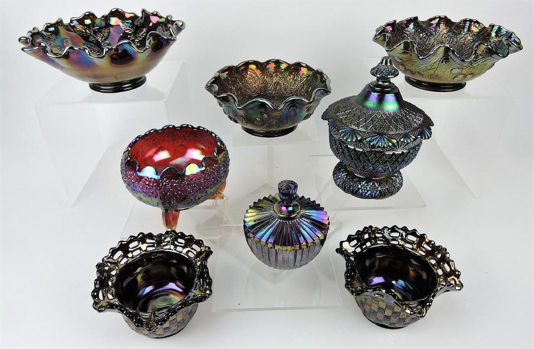 Fenton lot of 8 modern carnival: glass pieces
