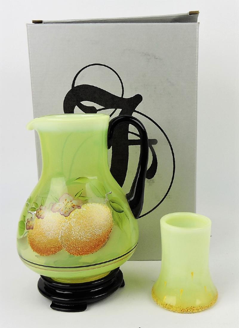 Fenton topaz "Guest Set" /tumble: up with stand and box, Connoisseur Series #818/1950
