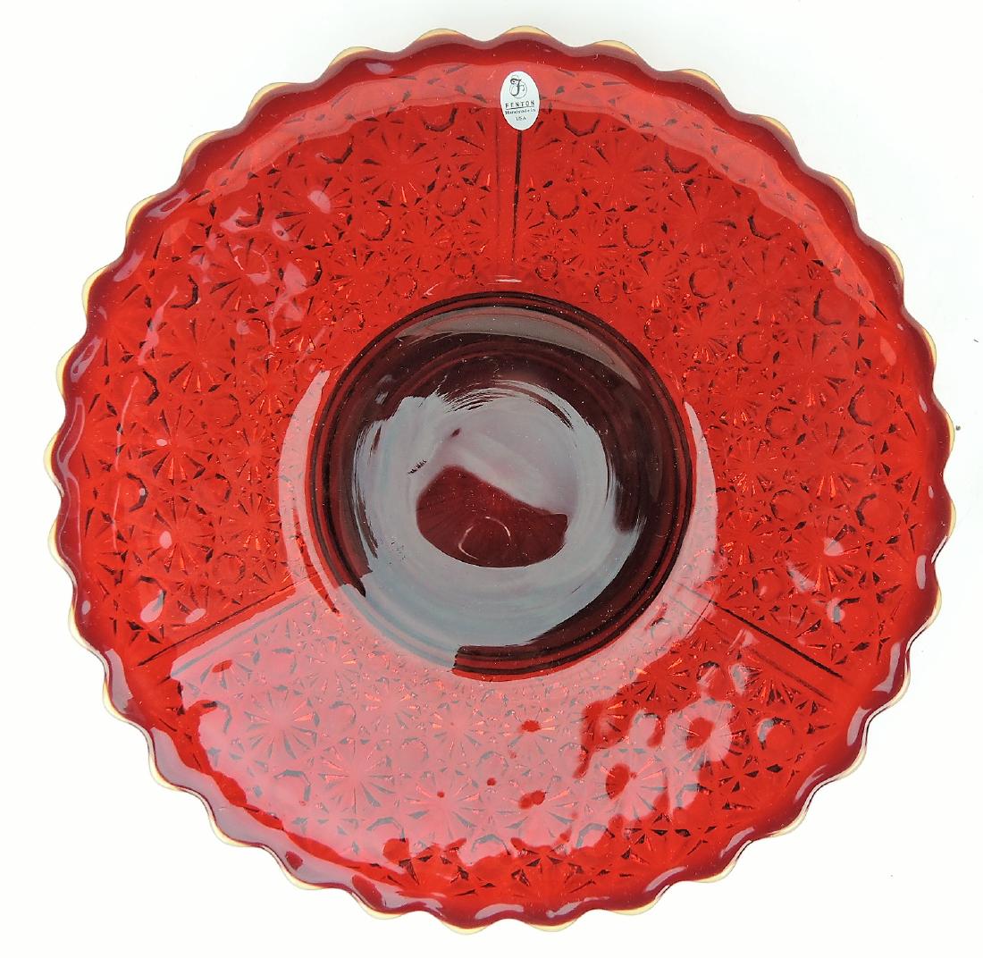 Fenton ruby red daisy and button: round tray, 12"