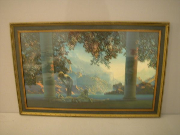 Maxfield Parrish "Day Break" print in orginal fra: Maxfield Parrish "Day Break" print in orginal frame, frame size 33 1/2" x 21 1/2"