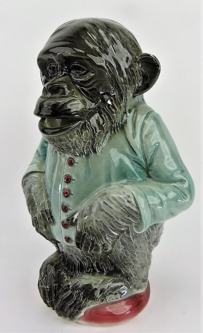 St. Clement French majolica: monkey pitcher, 10"