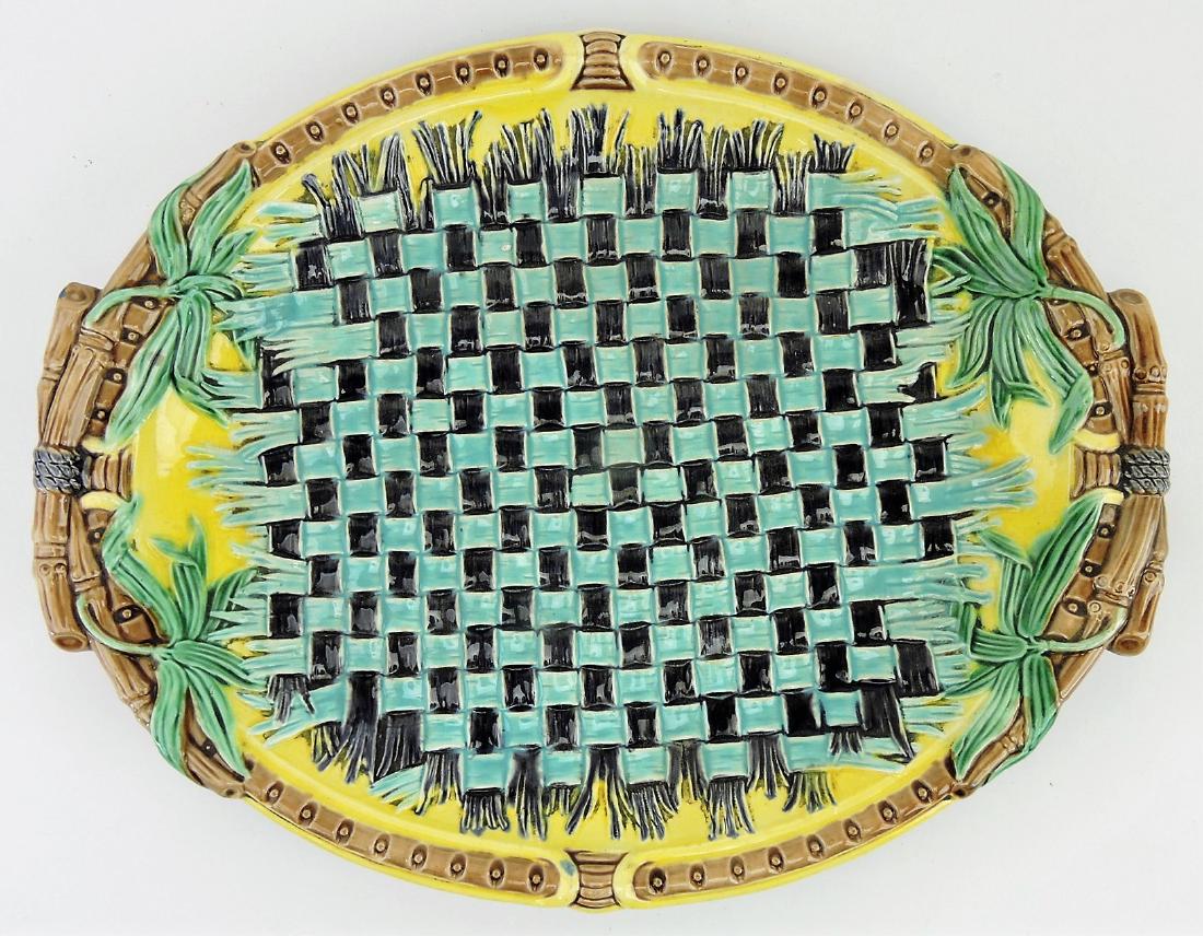 Wedgwood majolica napkin platter,: 12 1/2"