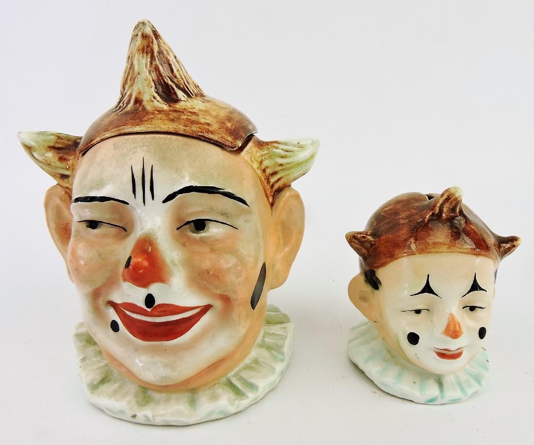 Majolica clown face humidor and: bank