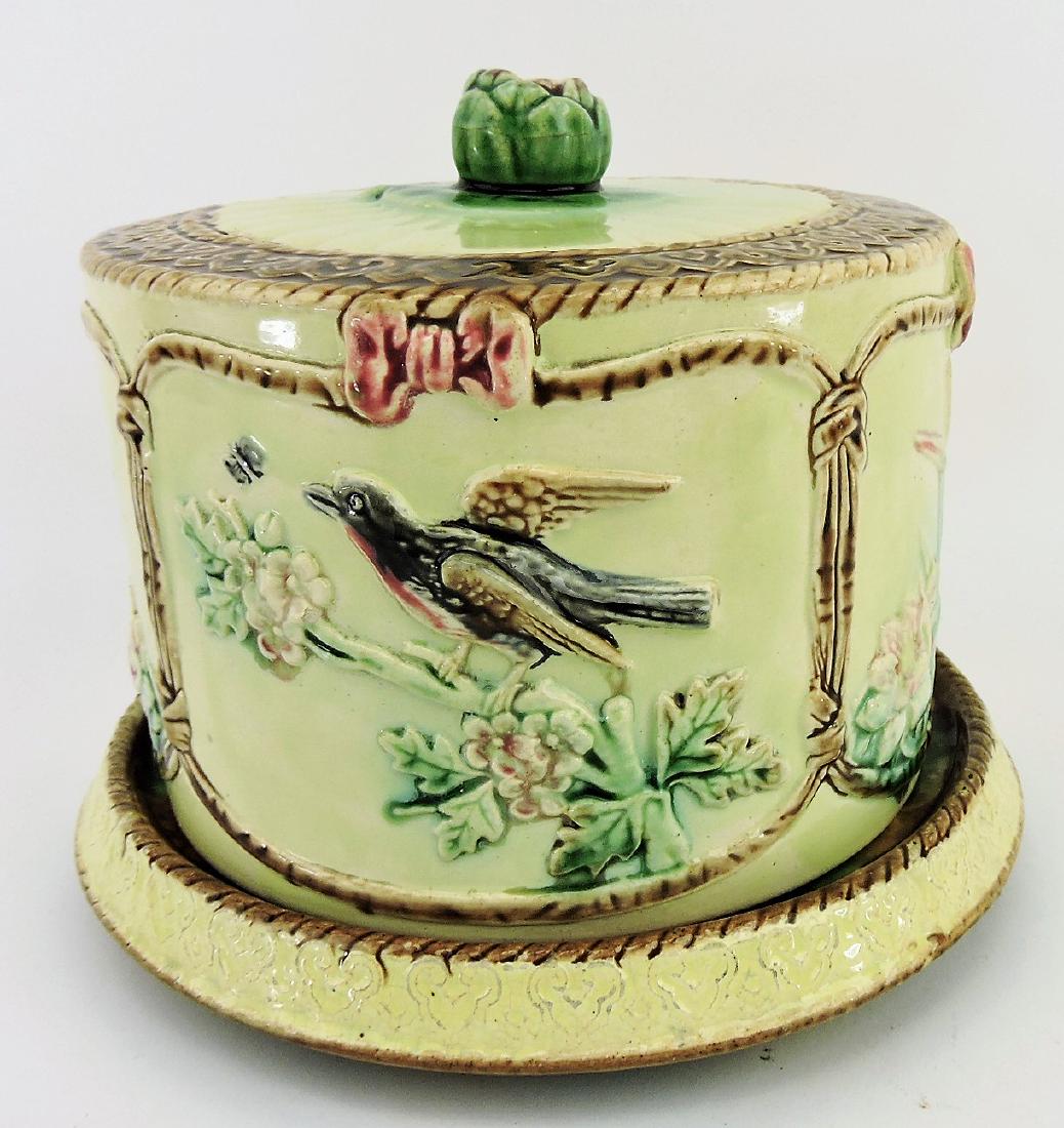 Majolica bird on branch cheese: keeper, 7"h