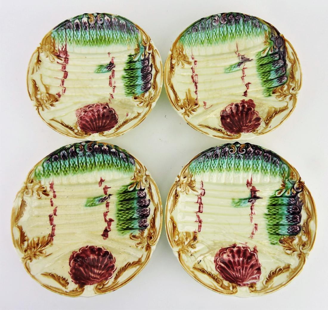 Majolica set of 4 - 9 1/2" asparagus: plates