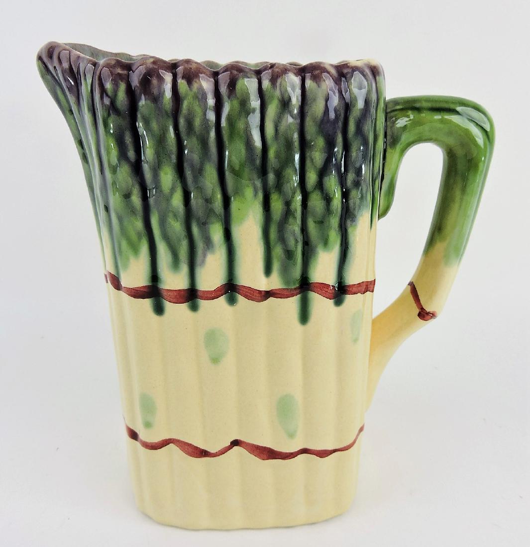 French majolica asparagus pitcher,: 8"
