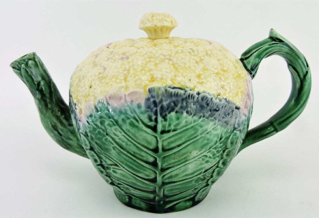 Etruscan majolica cauliflower teapot,: nice color
