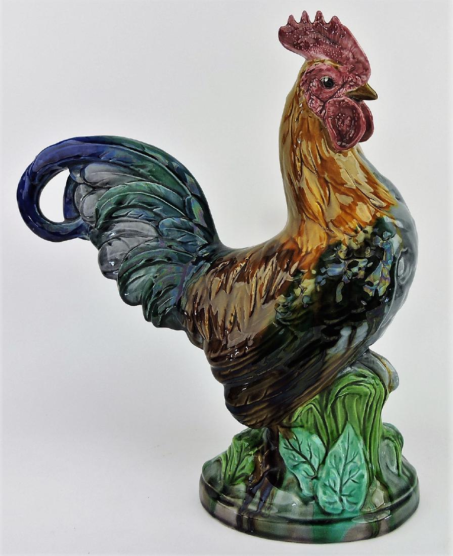 Rare Minton majolica rooster figural: c 1910, Designed by John Henk