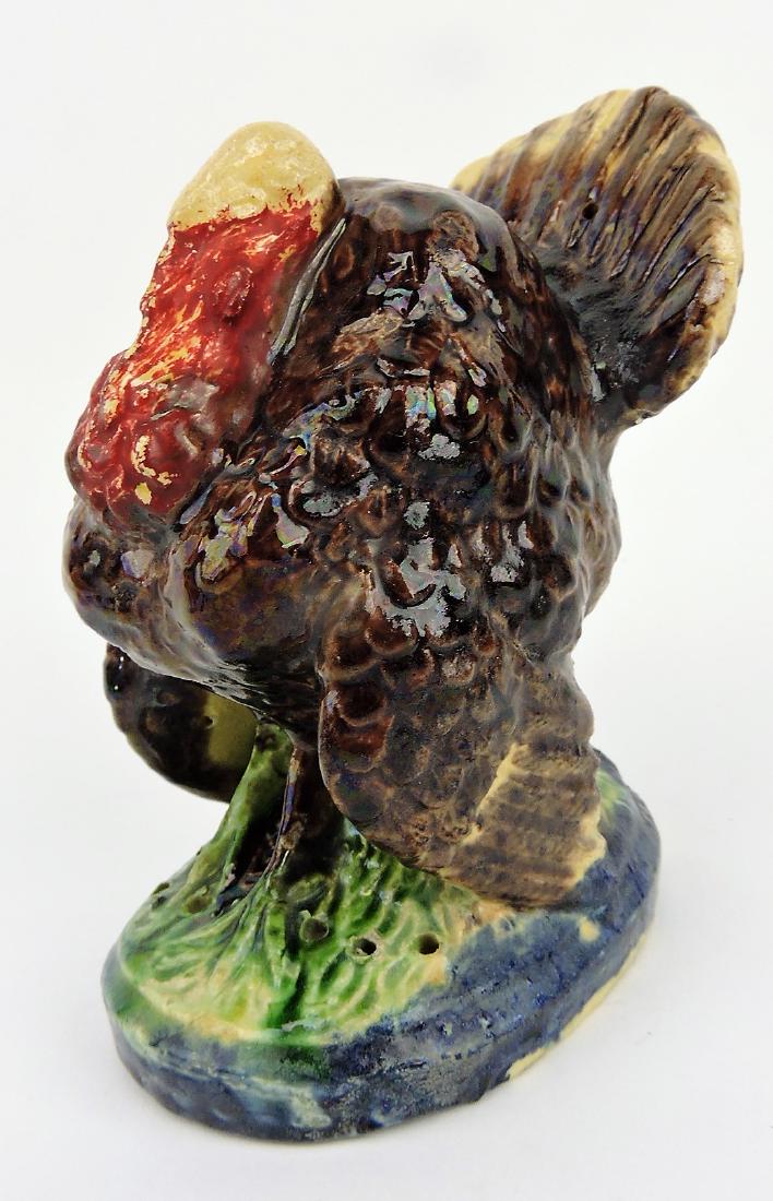 Portuguese majolica turkey toothpick: holder c.1890, 5 1/4"