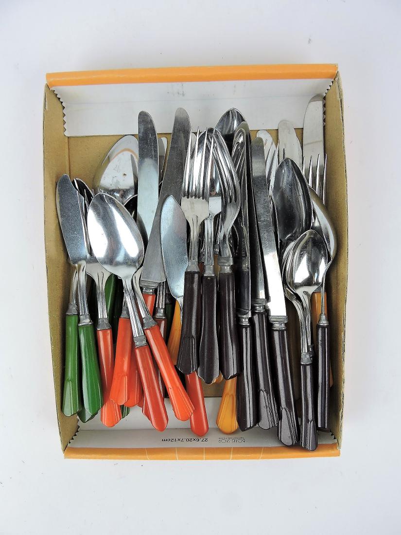 Fiesta lot of go-along flatware with: Bakelite handles