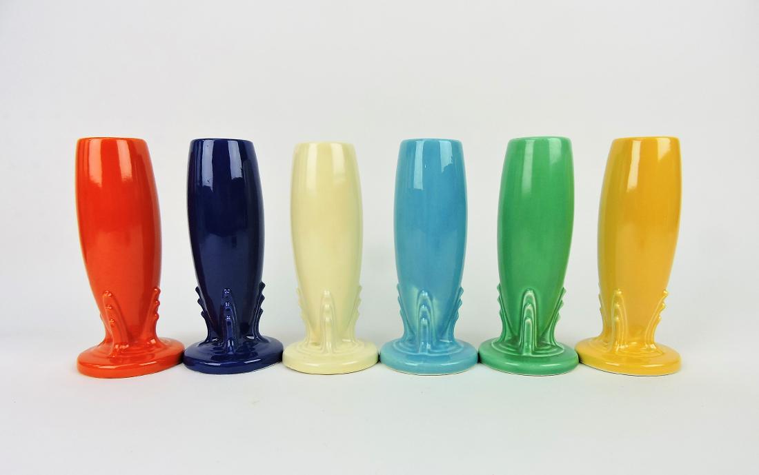 Fiesta bud vase group, all 6: original colors