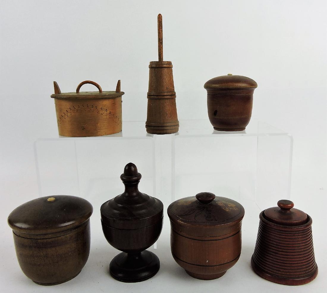 Wooden treen lot of 5 covered (1 of 1)