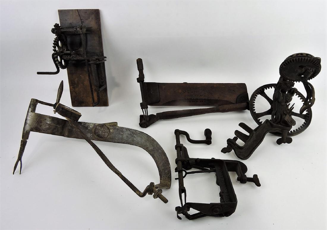 Lot of 5 iron and wood apple peelers, (1 of 6)