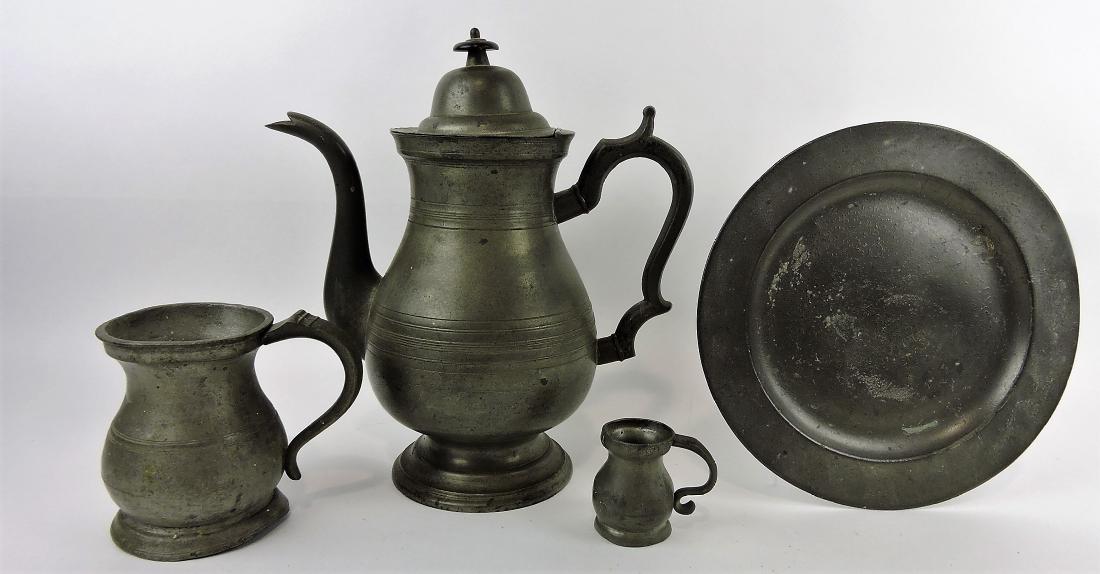 Early pewter lot of 4 items; coffee (1 of 1)