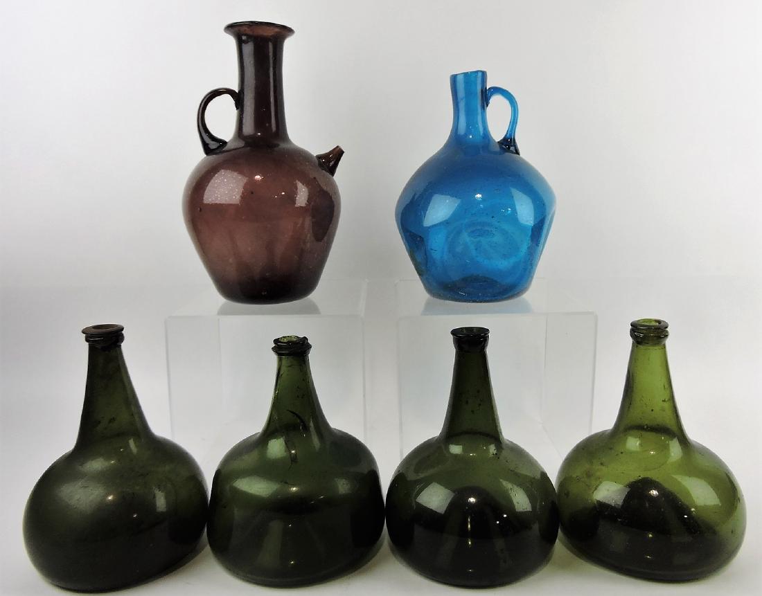 Early blown glass lot of 6 bottles, (1 of 1)