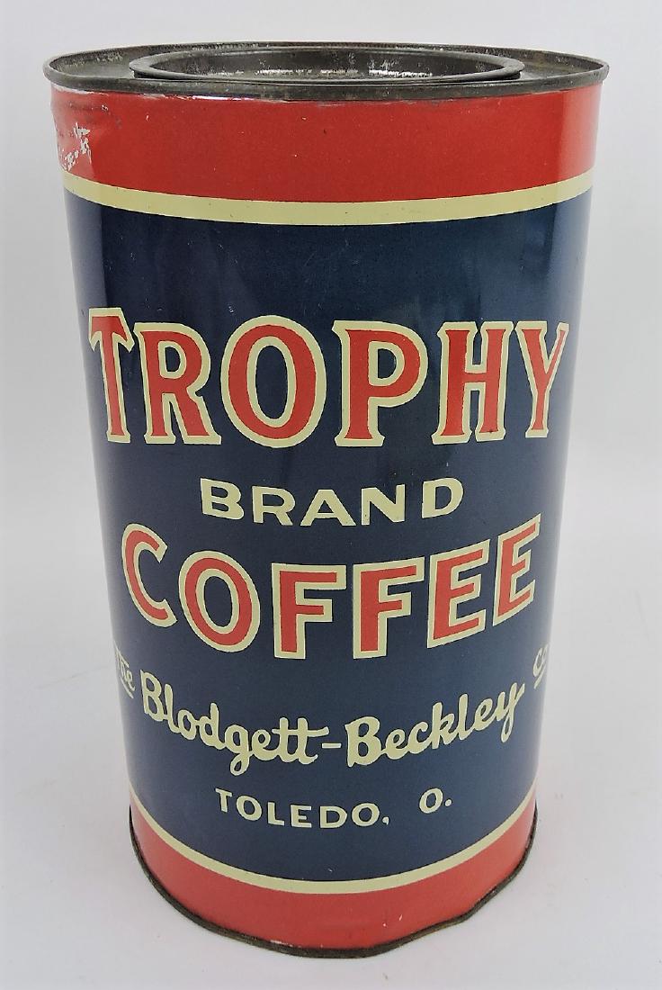 Trophy Brand Coffee 3lb advertising: tin, 9 1/2"