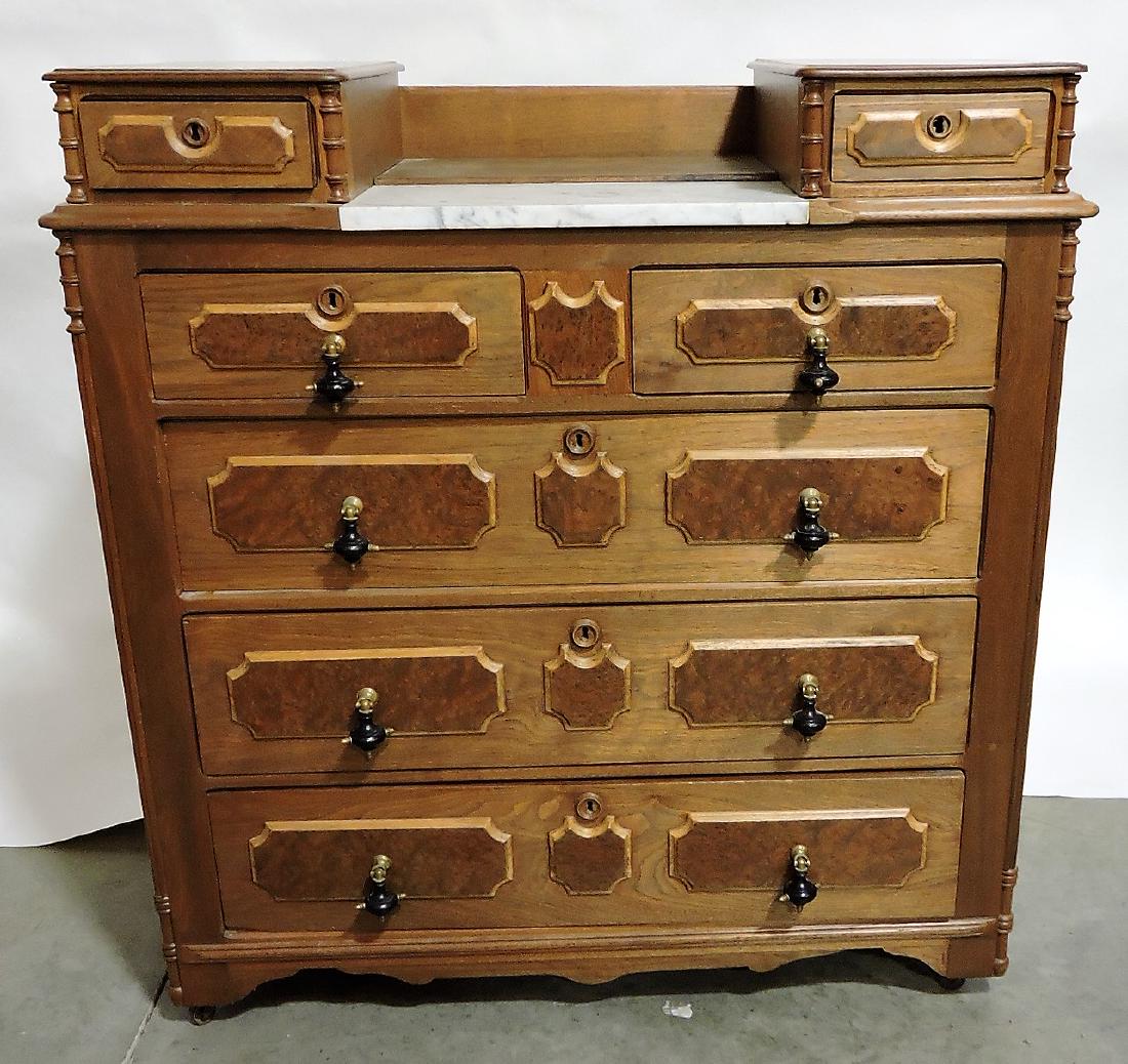 Walnut Victorian chest with marble (1 of 1)