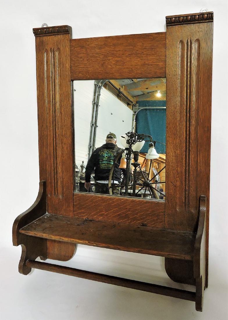 Oak wall mirror with towel bar: .