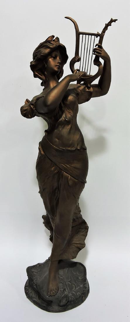 Art Nouveau spelter lady with harp (1 of 5)