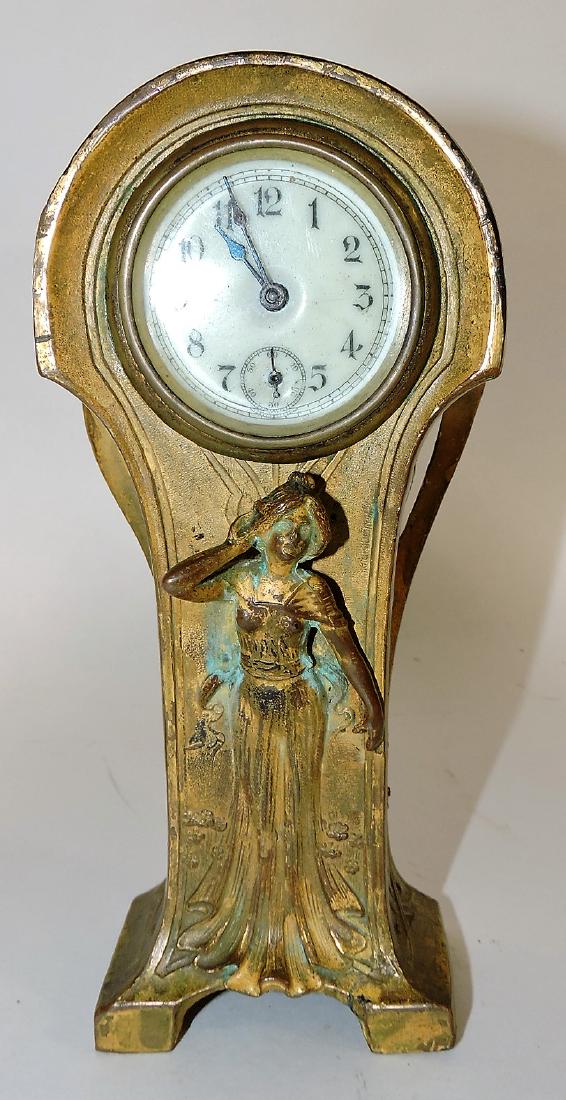 Art Nouveau metal novelty clock (1 of 1)