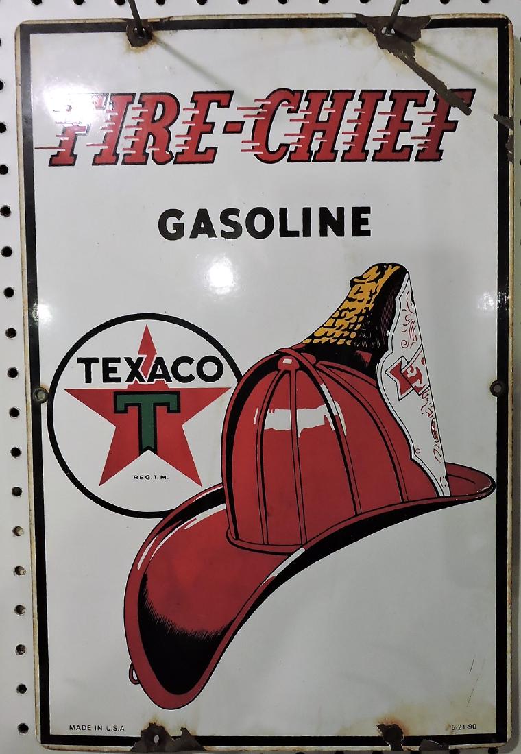 Texaco Fire Chief porcelain: advertising sign, 18"x12"