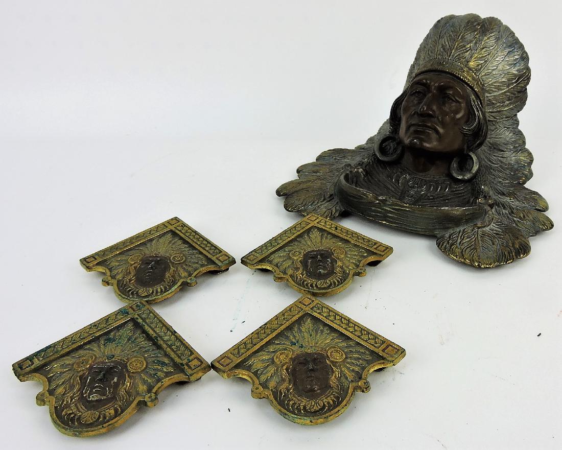 Bronze novelty Indian chief inkwell (1 of 4)