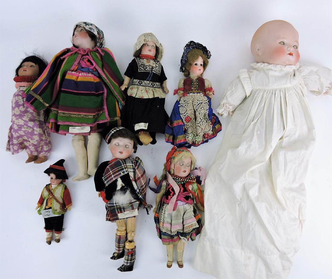 Bisque head doll lot of 8, all German; (1 of 1)